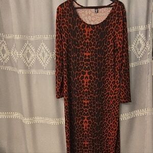 SHEIN Red and Black Long Sleeve Bodycon Dress